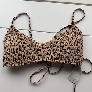 Hollister smocked scoop leopard print bikini top